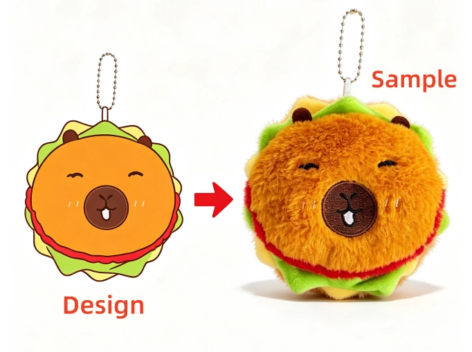 custom food plush keychain