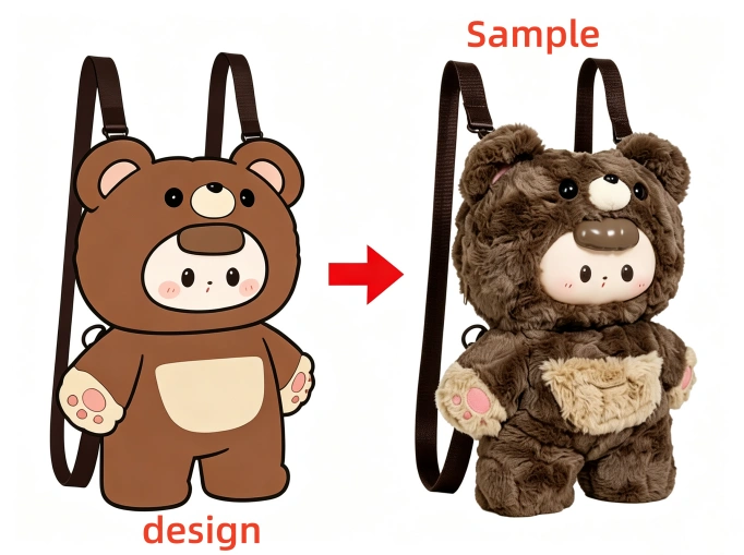 Custom plush character backpack